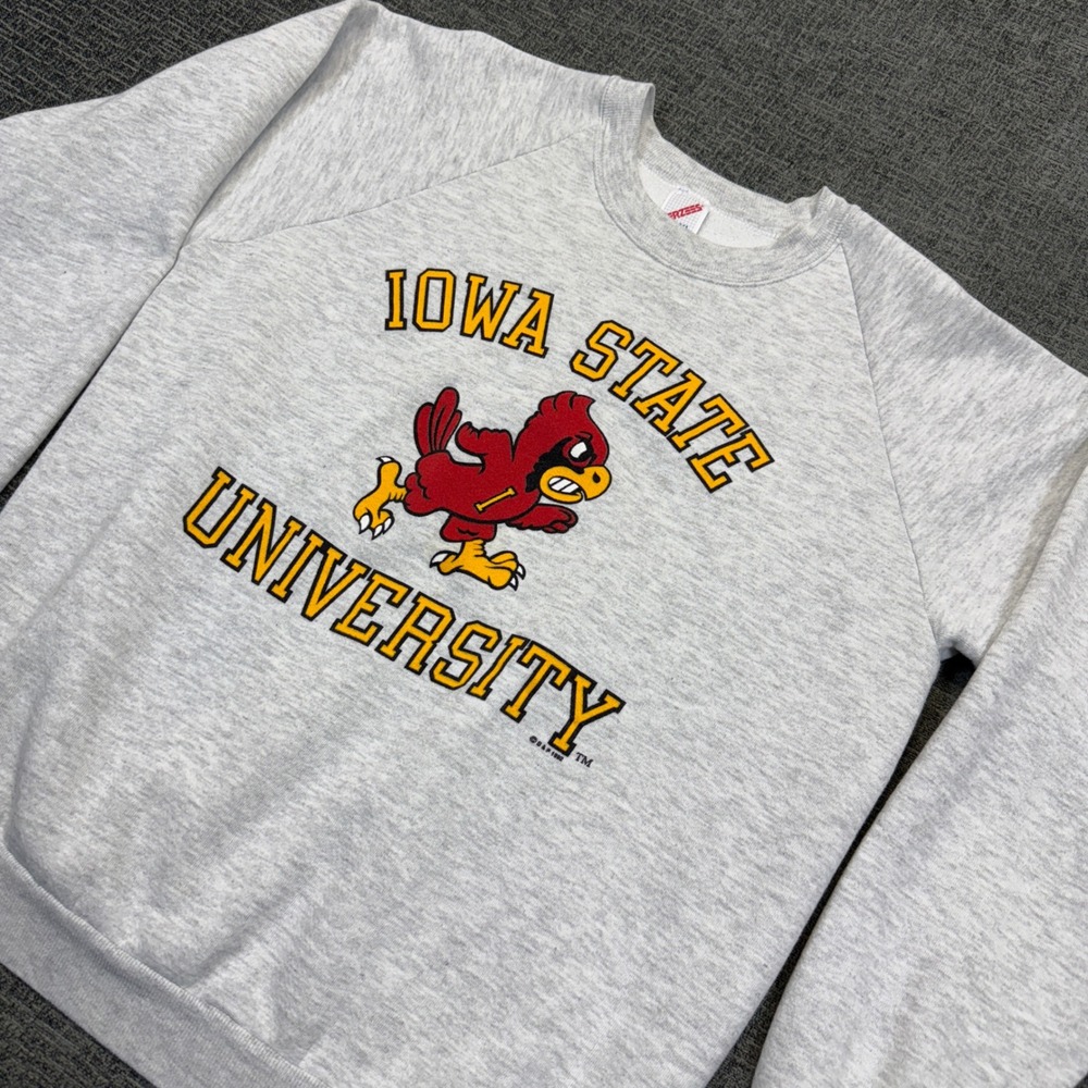 Vintage 1992 Iowa State University Sweatshirt Sz XL Jerzees Gray Made in USA 90s